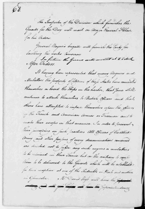General Orders and After Orders, October 25, 1781, p. 68