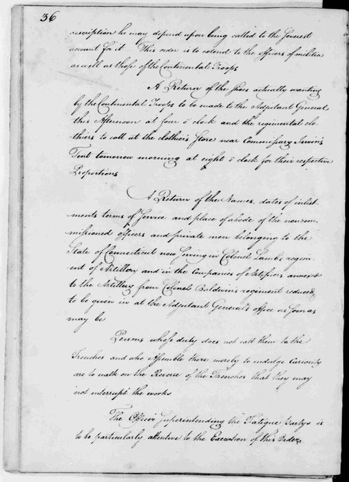 General Orders, October 9, 1781, p. 36