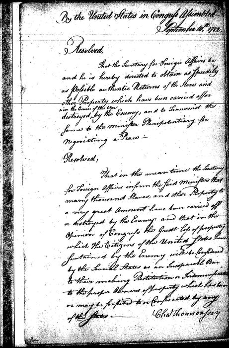 Robert R. Livingston, circular to the governors, with the resolution, Detail: the attested resolution