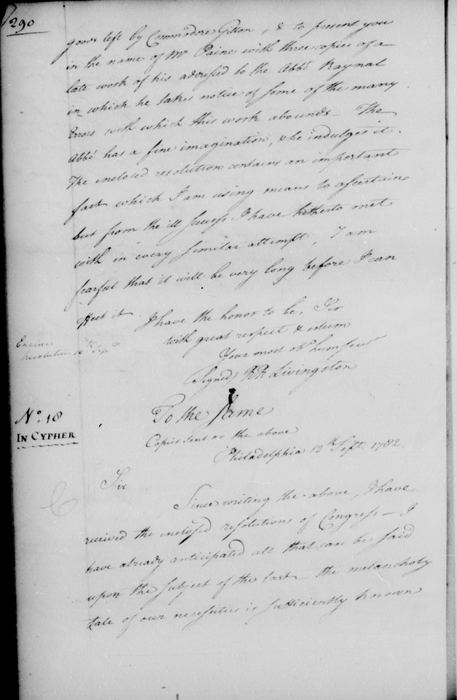 Livingston to Franklin, Nos. 16 to 19, Nos. 17 and 18, p. 290