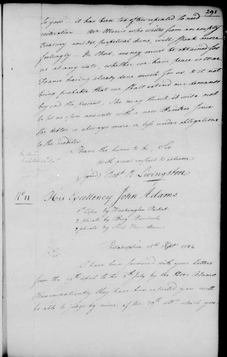 Livingston to Franklin, Nos. 16 to 19, No. 18, p. 291