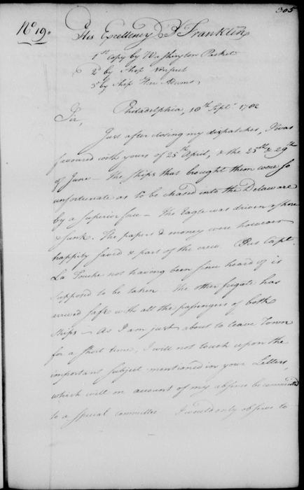 Livingston to Franklin, Nos. 16 to 19, No. 19, image 1