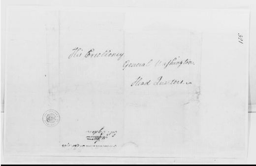 Matthias Ogden to Washington, Elizabethtown, Address leaf