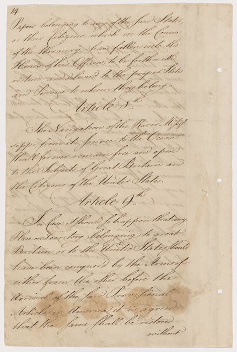 Definitive Treaty of Peace (Treaty of Paris), Page 14, Articles 8 and 9