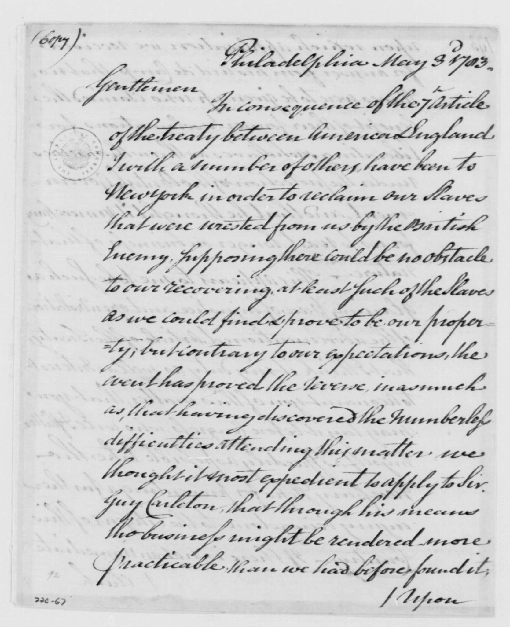 Thomas Walke to the Virginia delegates, Page 1