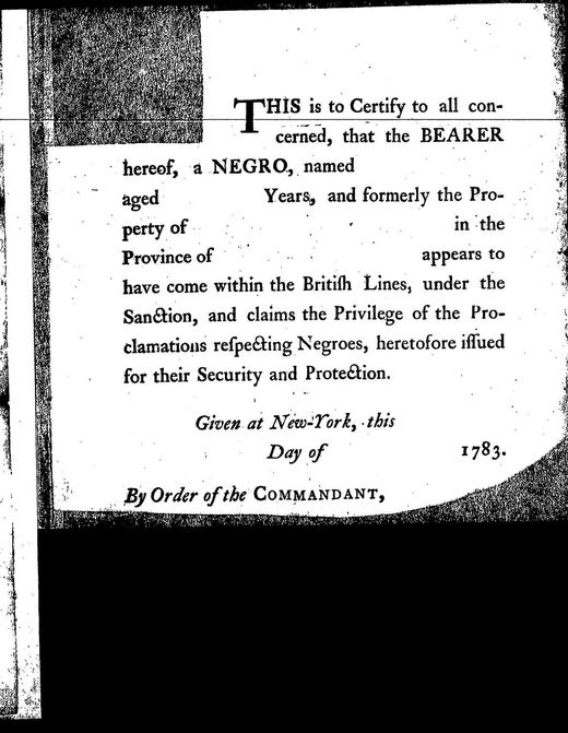 Hugh Walker to the governor, with a blank certificate, Detail: the printed certificate