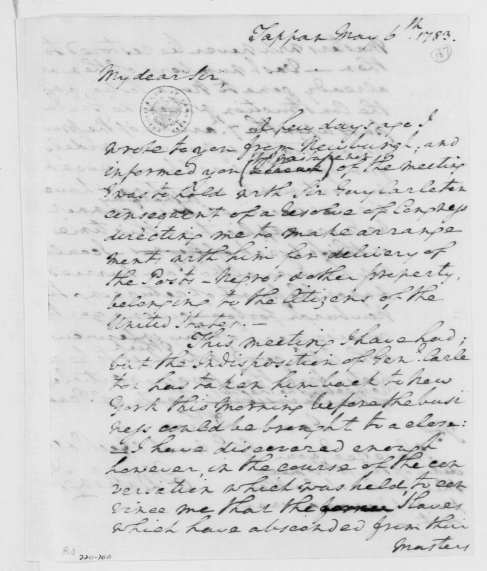 Washington to Governor Harrison, draft, Page 1