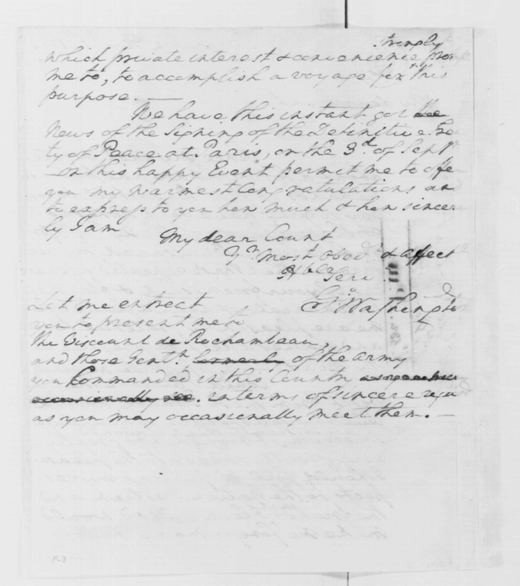 Washington to Rochambeau, Princeton (draft), p. 2