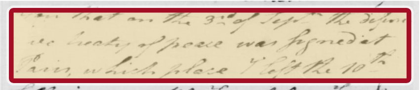 Handwritten line from Matthias Ogden&rsquo;s letter, outlined