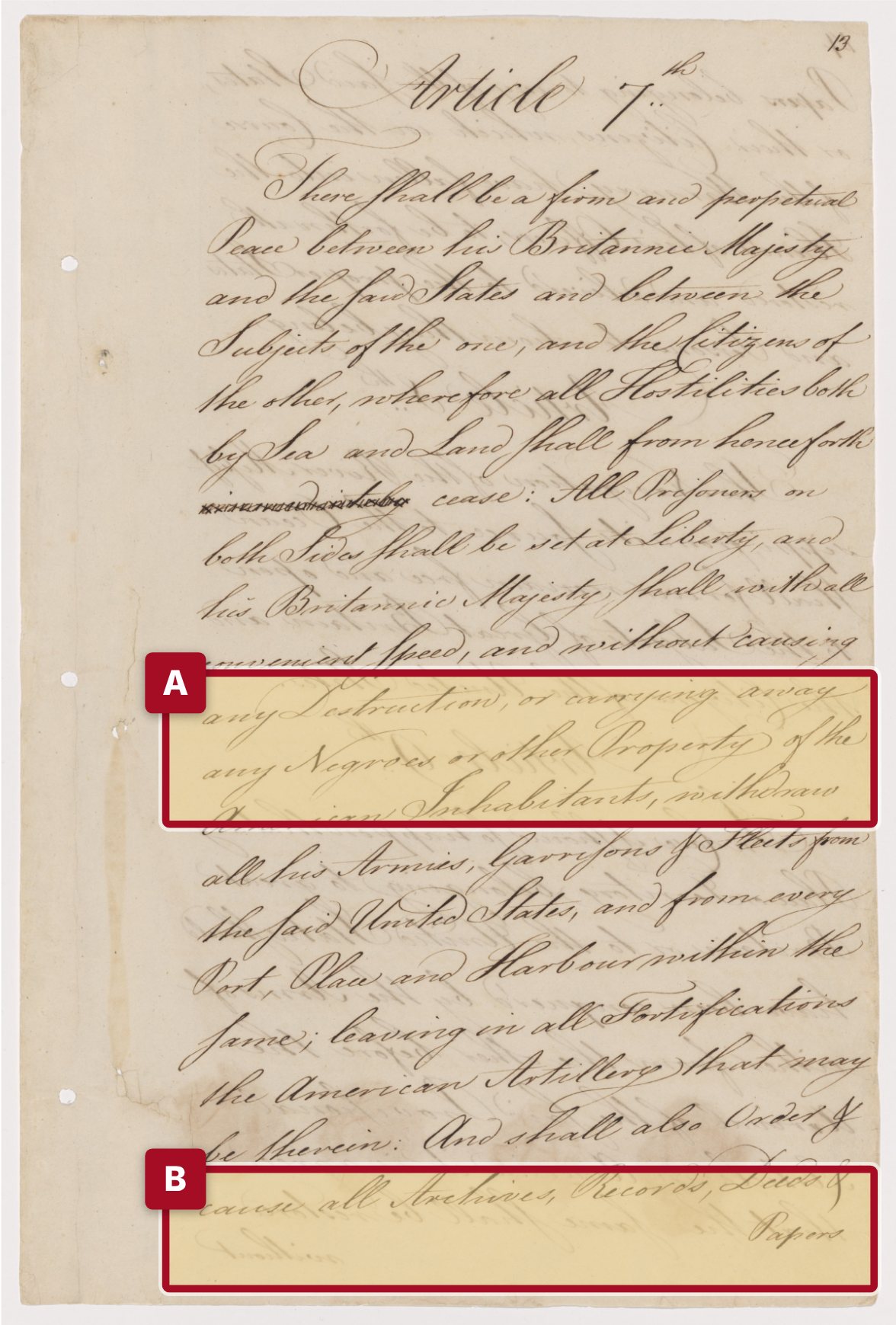 Article VII of the Treaty of Paris, handwritten page